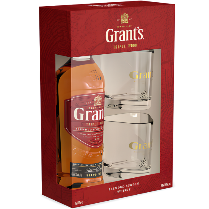 Уиски Grants / Грантс Tripple Wood + 2 чаши - 0,700 л.