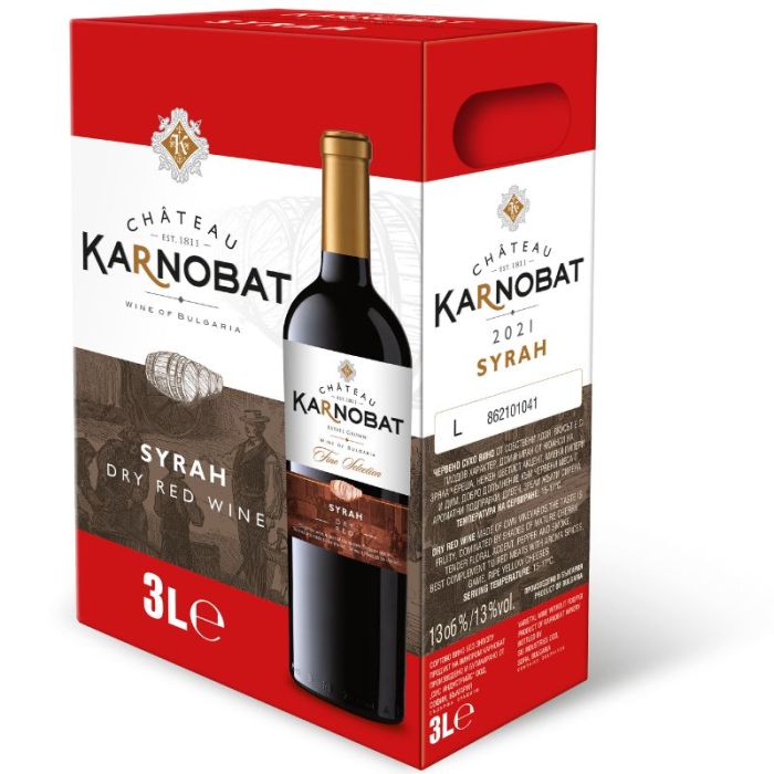 Вино Шато Карнобат Сира - 3,000 л.