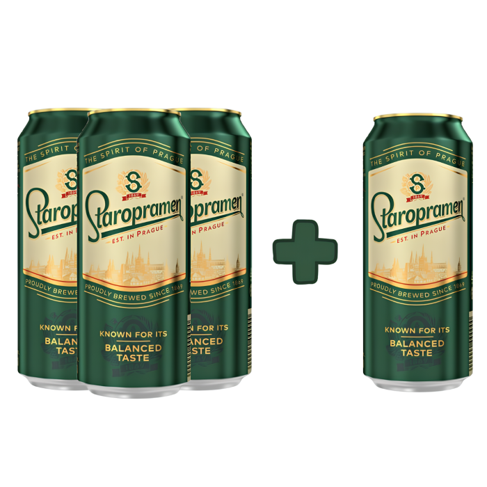 Бира Staropramen / Старопрамен (Промо Пак 3+1) КЕН - 0,500 л.